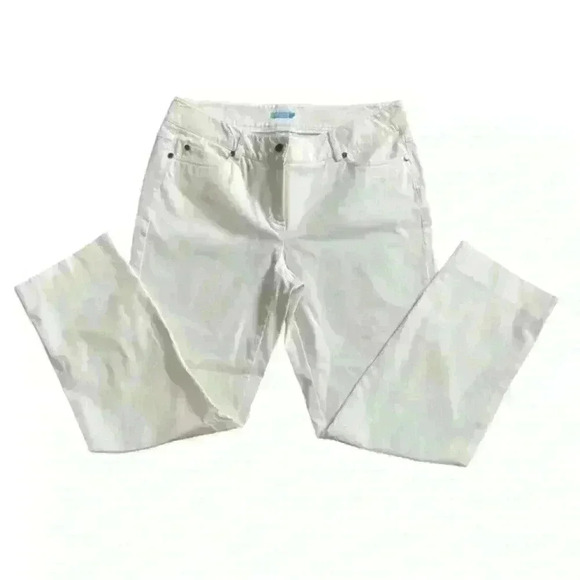 J. McLaughlin White Denim Straight Cropped Cotton/Spandex Pants Size‎ 8 - Picture 1 of 12